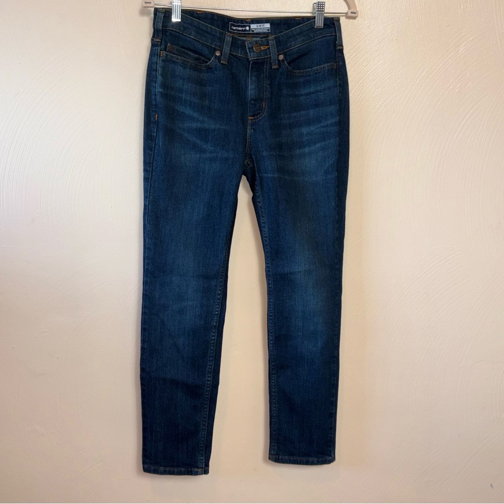 Carhartt Women’s Jeans Slim Fit Dark Wash Cotton Blend Size‎ 6 Short